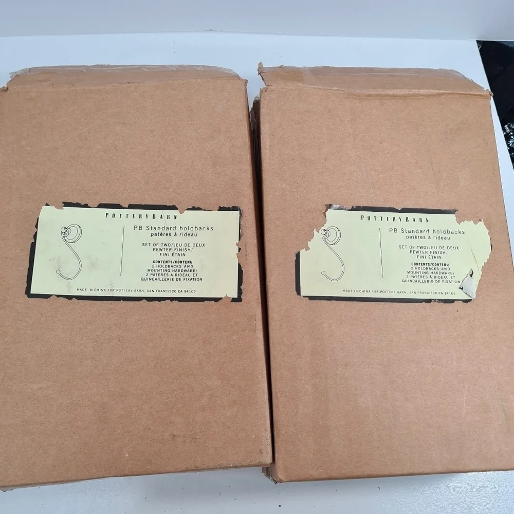 Pottery Barn Standard Holdbacks Pewter Finish Curtain Hooks 2 Sets Of 2